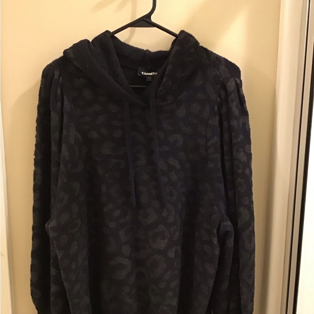 Express Charcoal Leopard Print Hoodie